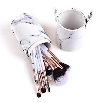 Marble-Handle Makeup Brushes, Nylon Bristle Set, 12-Piece Precision Collection