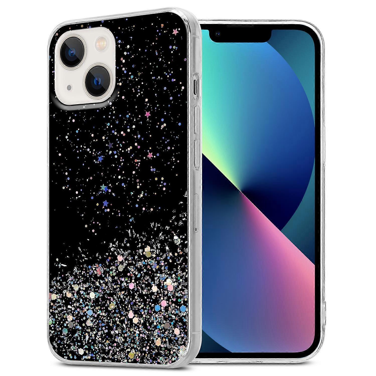 Case compatible with iPhone 13, protective TPU case - transparent with glitter