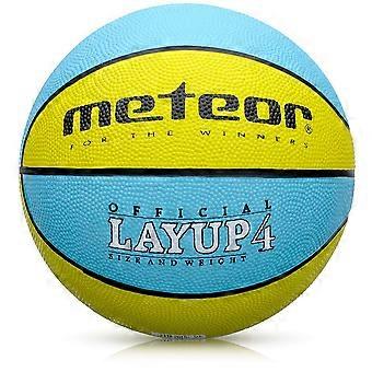 Basketbal Maat 4 Blauw-Geel - Rubber - 21 cm Diameter - Uniseks Bal - Voor Recreatief Spelen En Training
