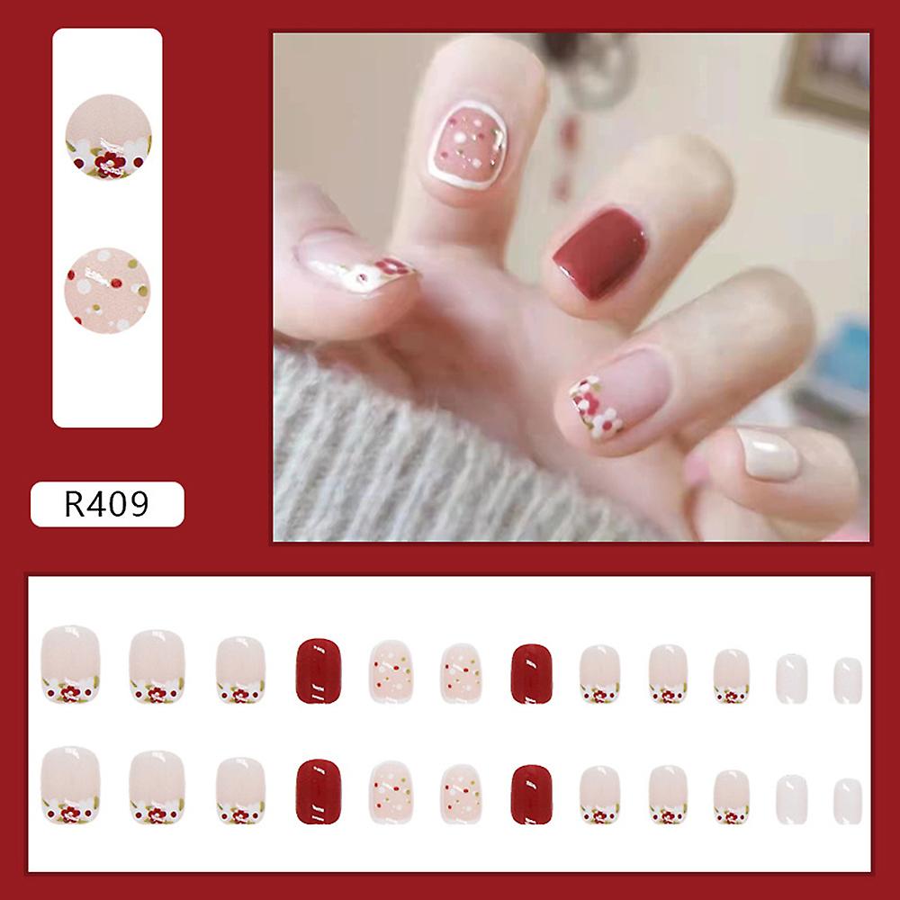 24pcs Fashion Artificial Nails Durable & Reusable Not Easy De