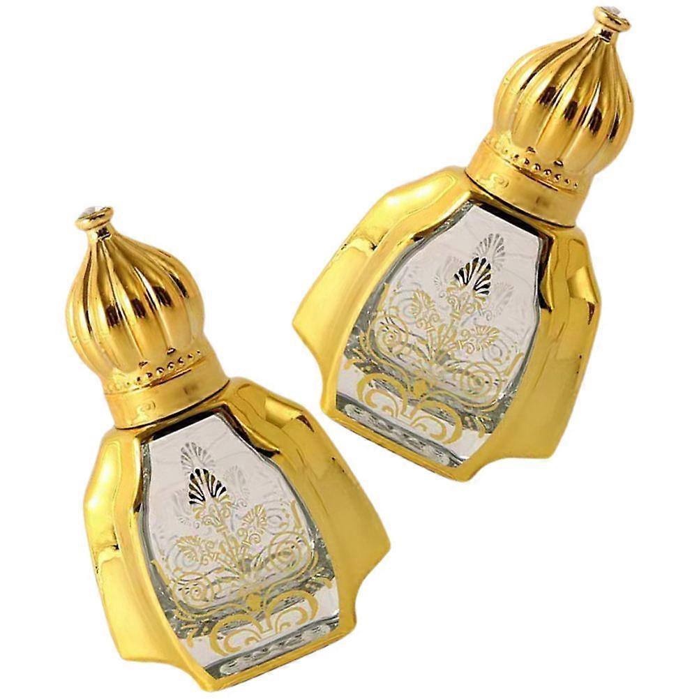 Golden Essential Oil Bottle Empty Roller Bottle compatible with Storage Use 2Pcs