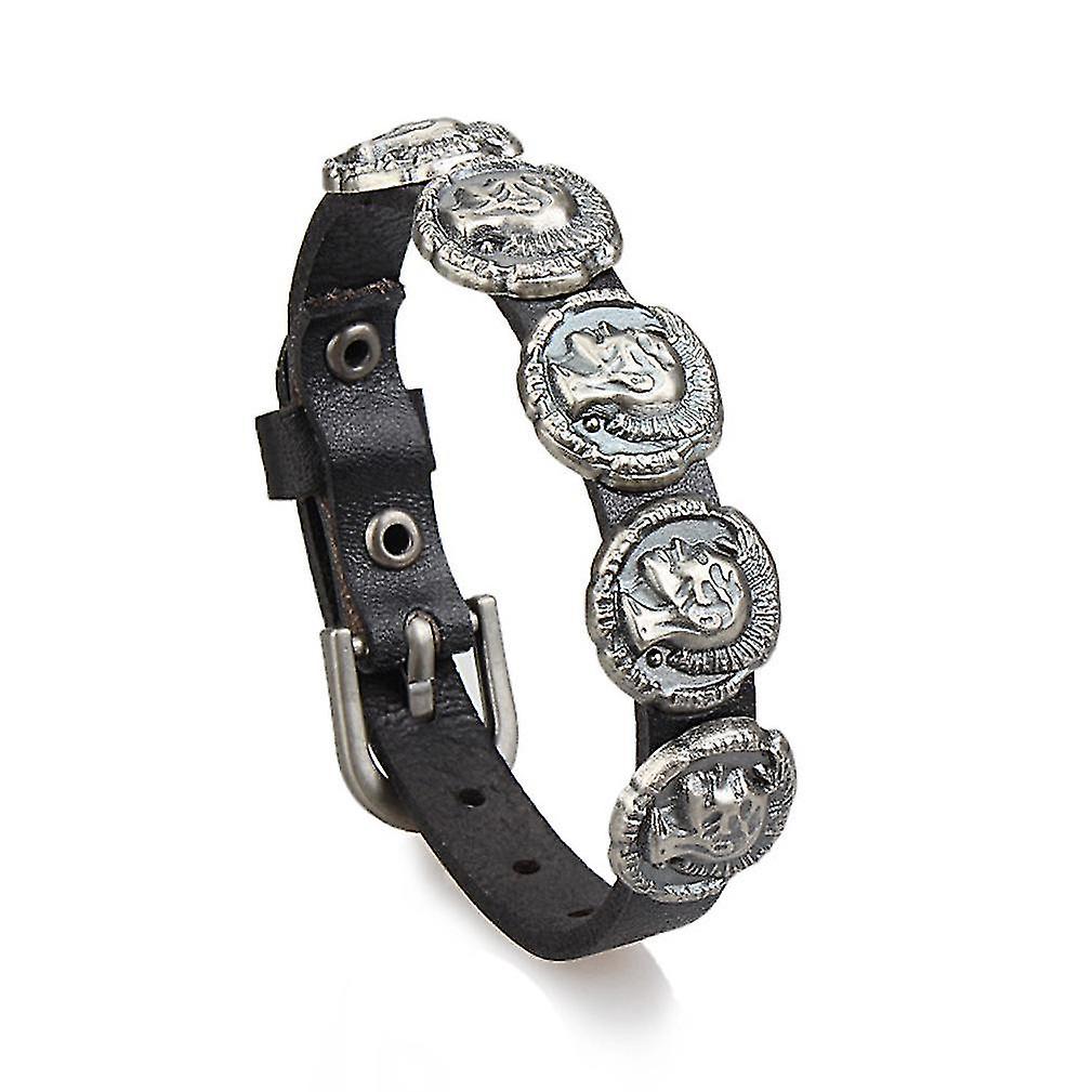 Men Leather Bracelet Single-ring Alloy