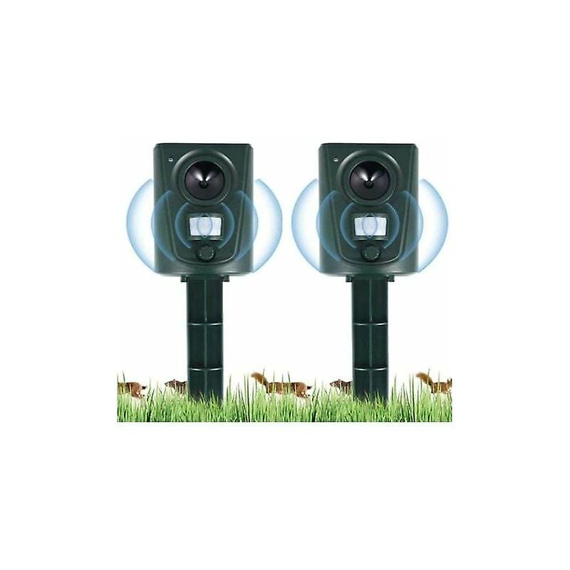 2023 2X Ultrasonic Garden Cat Repellent, Cat Repeller with Ground Stake Prevent Dogs and Cats, Birds, for Gardens, Fields, Nurseries, Waterproof
