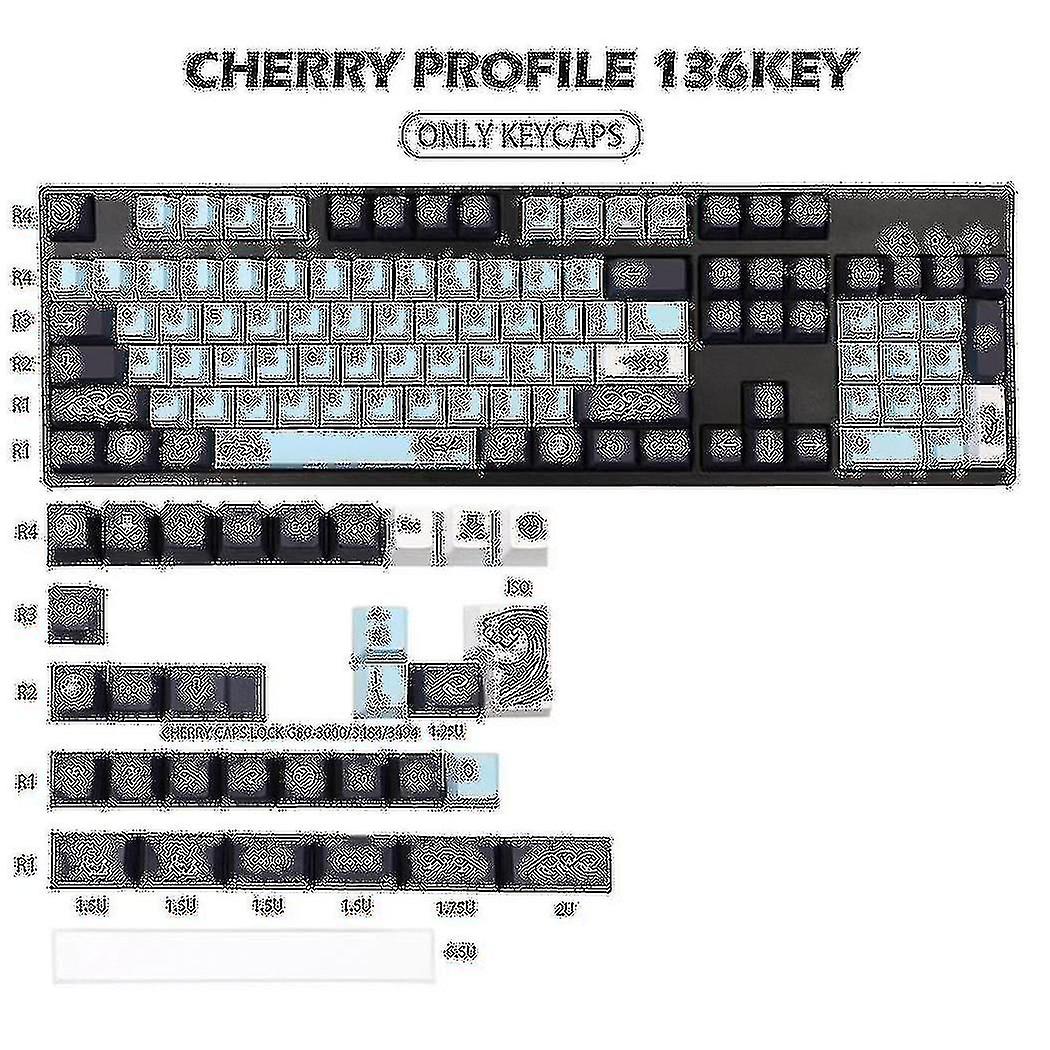 136 Keys Mizu Keycap Cherry Profile Pbt Dye Sub Keycaps For Dz60/gk61/68/71/84/87/96/980/108 Mechan