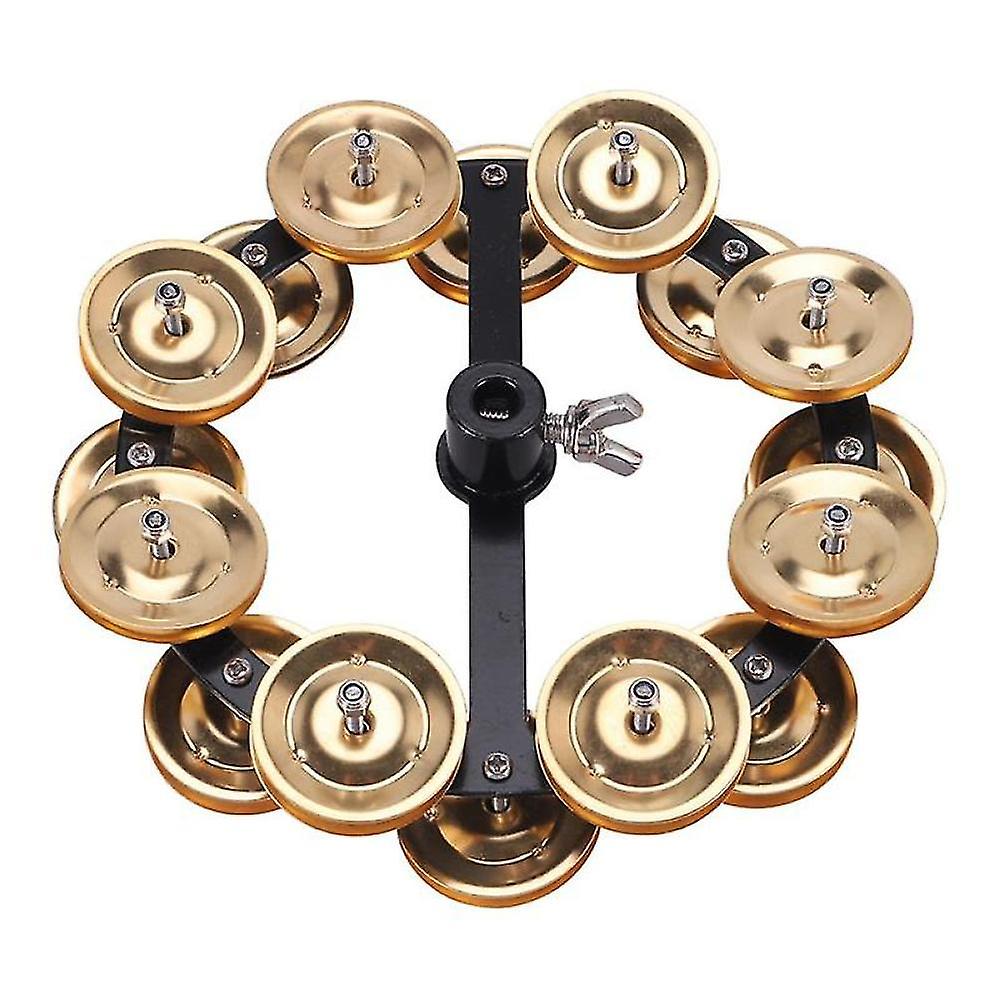 Musical Kalimba Portable Percussion Hi-hat Tambourine With Row Alloy Jingles Drum Set ,gold