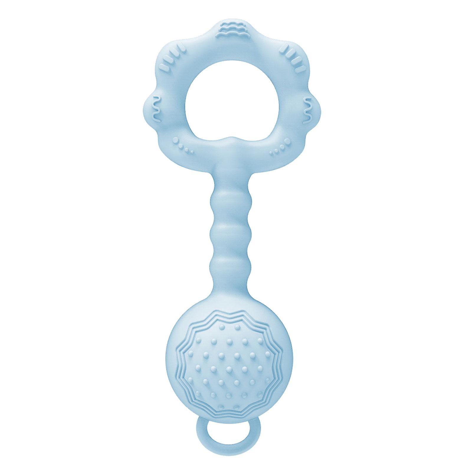 Baby Rattles Teether Can Make Sounds Teething Texture Baby Rattle for Infant Light blue