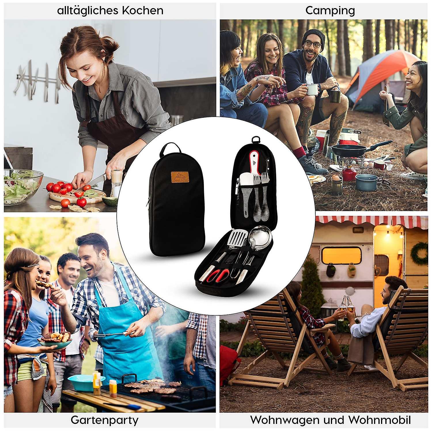 7piece kitchen utensil set, suitable for camping, traveling, hiking