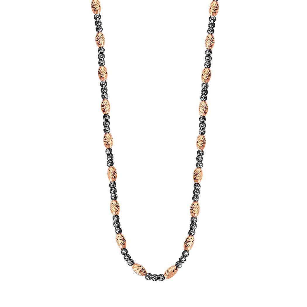 Colar com pingente de prata esterlina 925, com contas ovais rosa e contas redondas pretas com corte brilhante, 91 cm (36 polegadas).