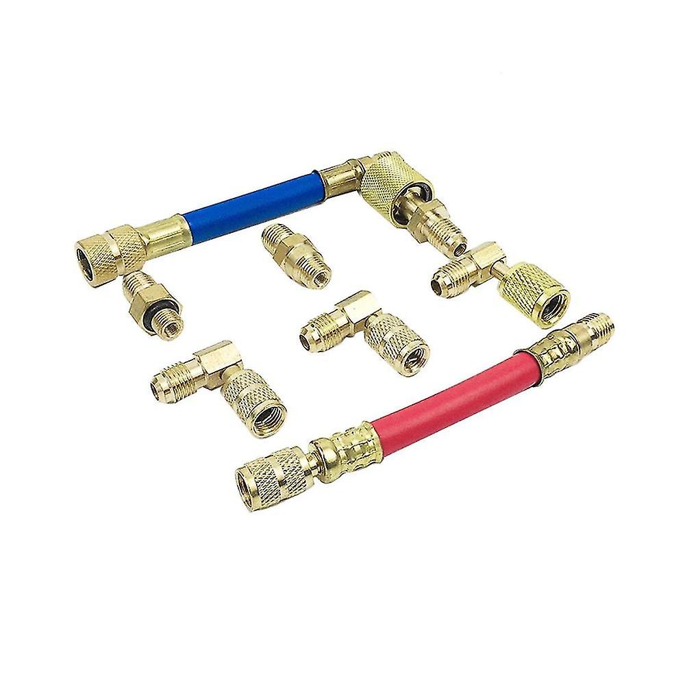 8pcs Car Air Conditioner Refrigeration Ct-138 Converting Adapter Hose Set Air Condition Filling Kit