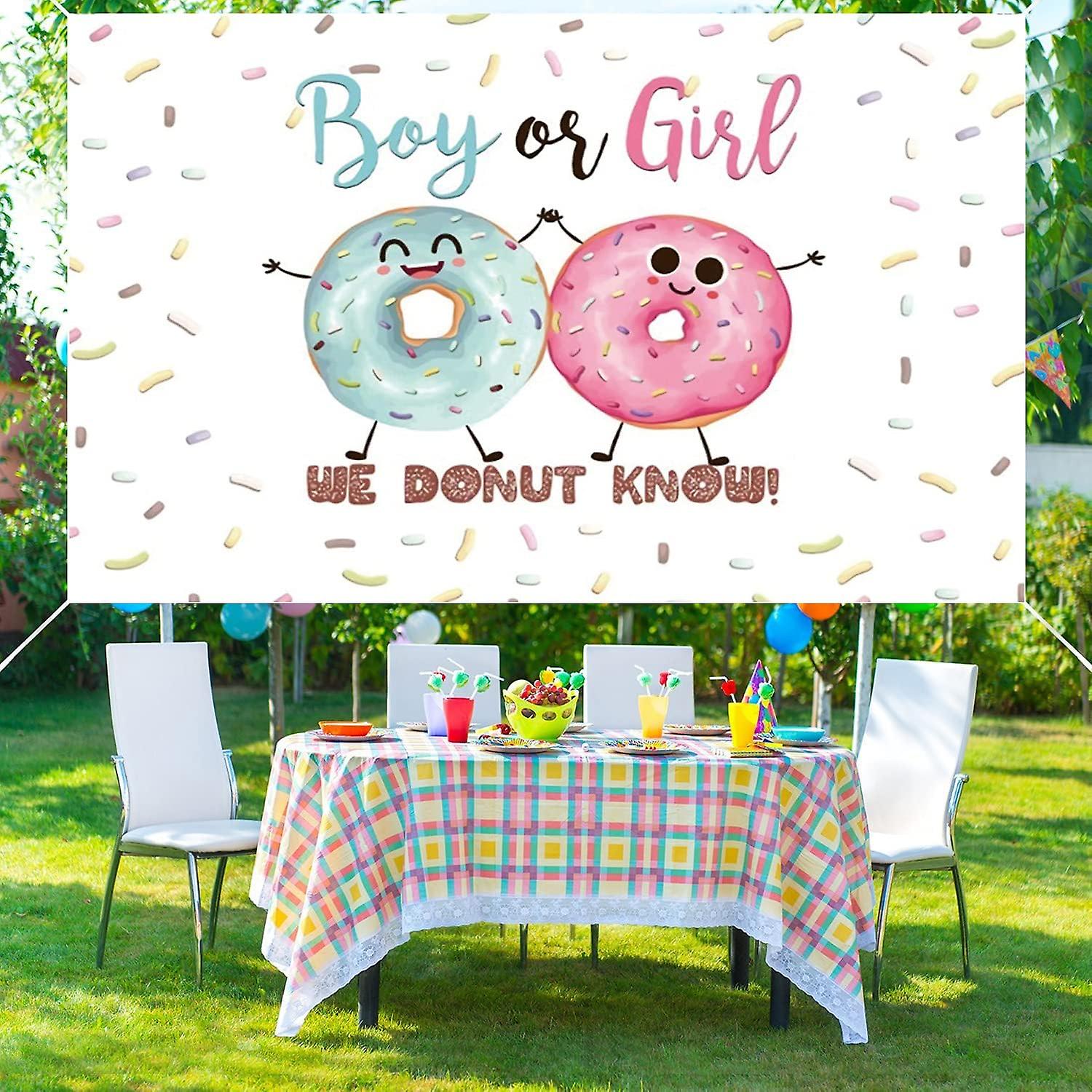 Gender U200bReveal Backdrop Boy Or Girl Baby Reveal Decorations,Blue Or Pink Backdrops Boy Or Girl Banner Sign Background For He Or She Gender Reveal Surprise Shower Party Photo Booth Props