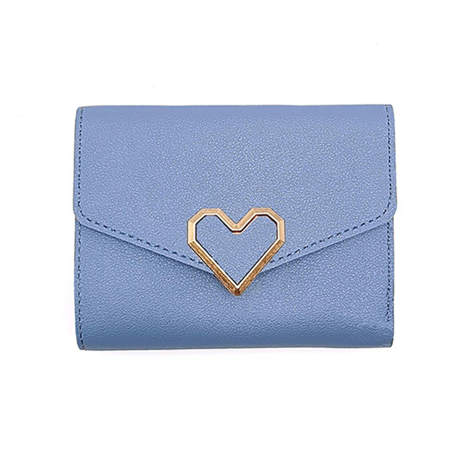 Women's Credit Card Holders Mini Tri-fold Leather Wallet Solid Color