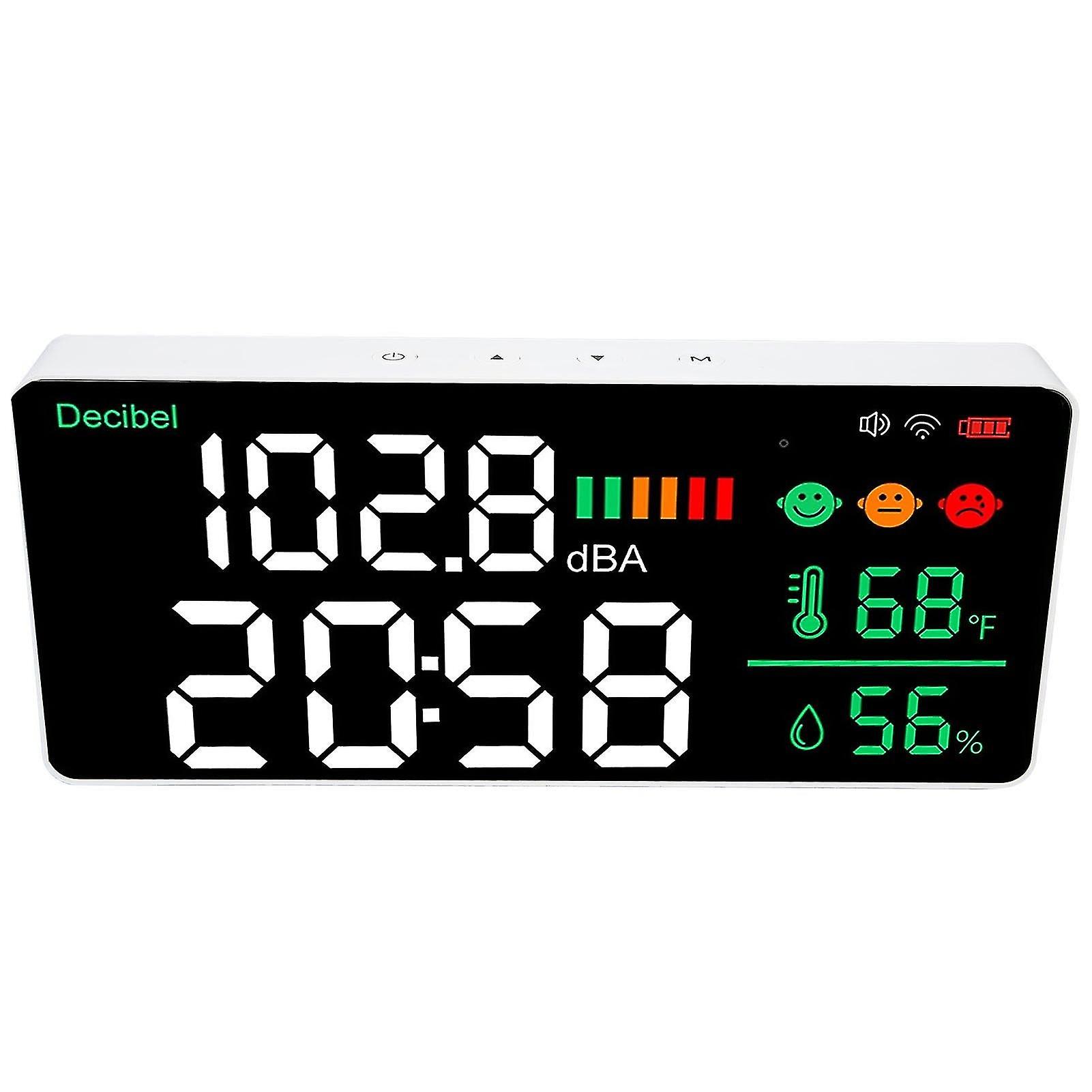 Sound Level Reader High Accuracy Temperature Humidity Measurement Decibel Meter 30 To 130db Time Display For Home