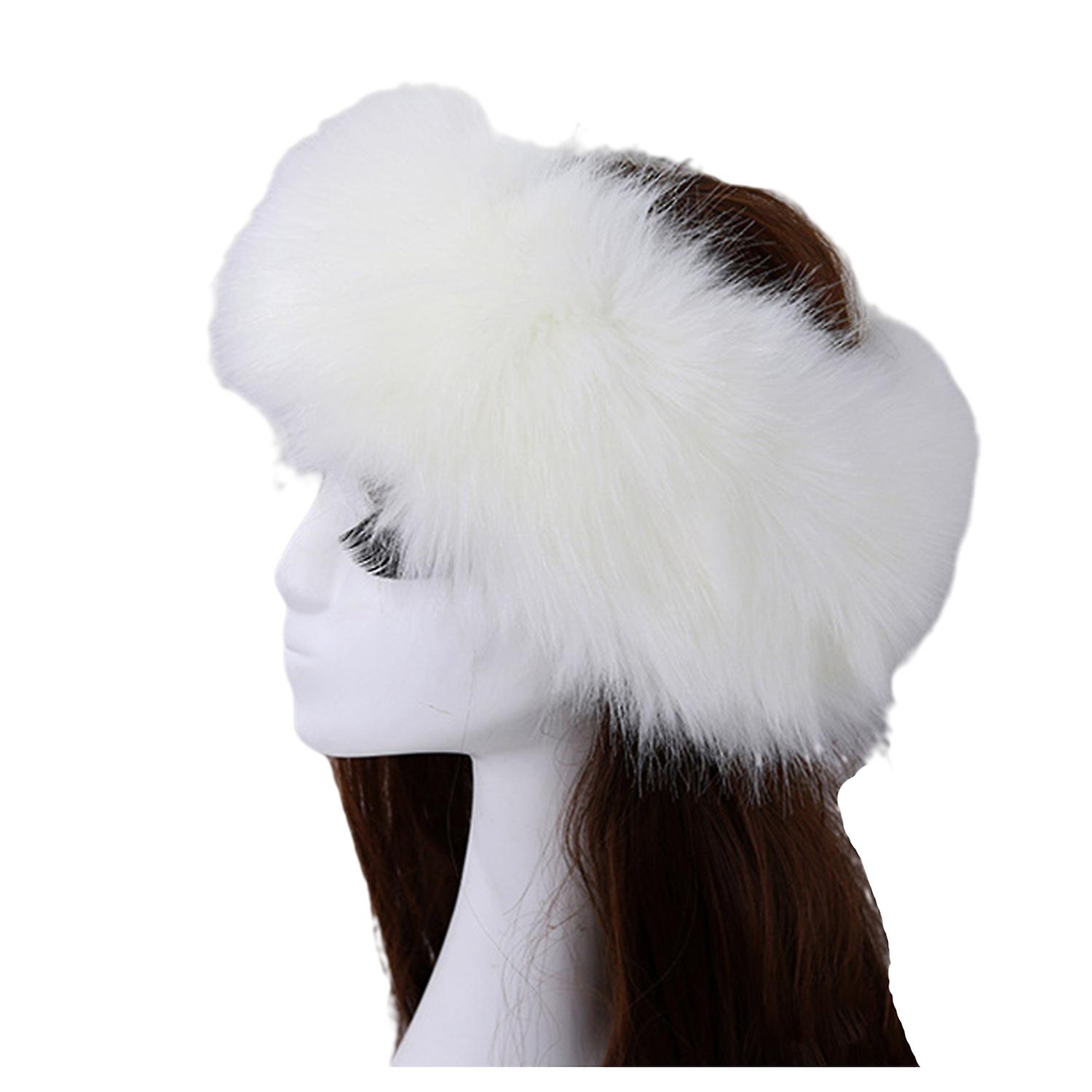 Women Hat Faux Fur Empty Top Elasticity Solid Color Thickened Headband Autumn Winter Fluffy