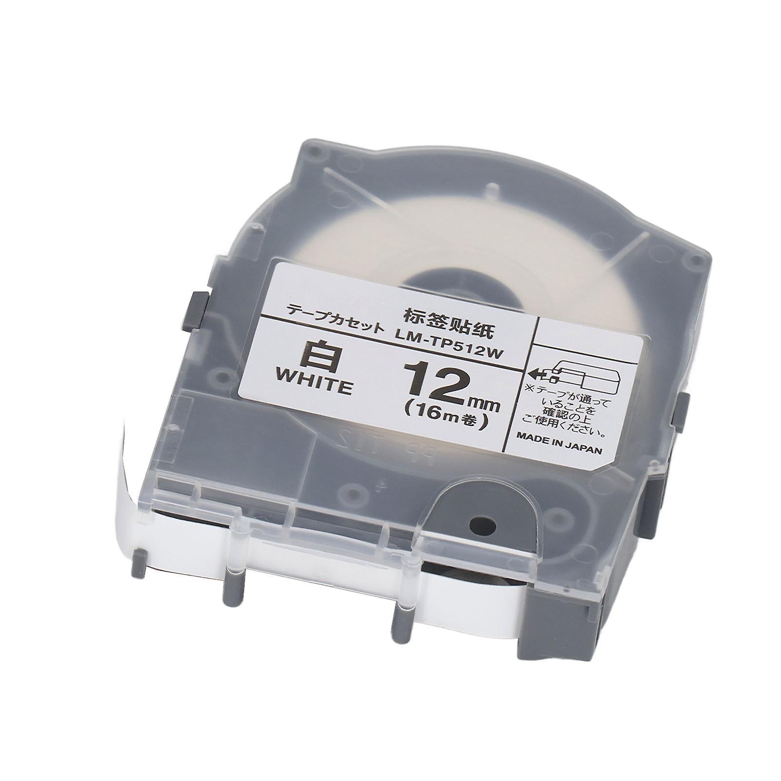 Label Tape 12mm 16m PET Material Abrasion Resistant Label Maker Tape with Shell for MAX LM 550A White 