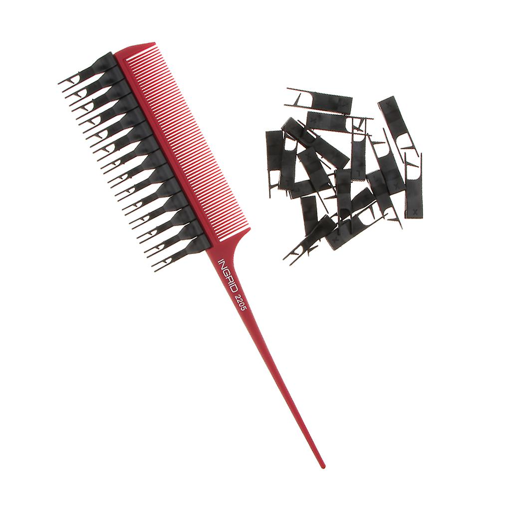 Salon Weaver Highlighting Foiling Hair Comb Coloring Dyeing Tint Brush Red