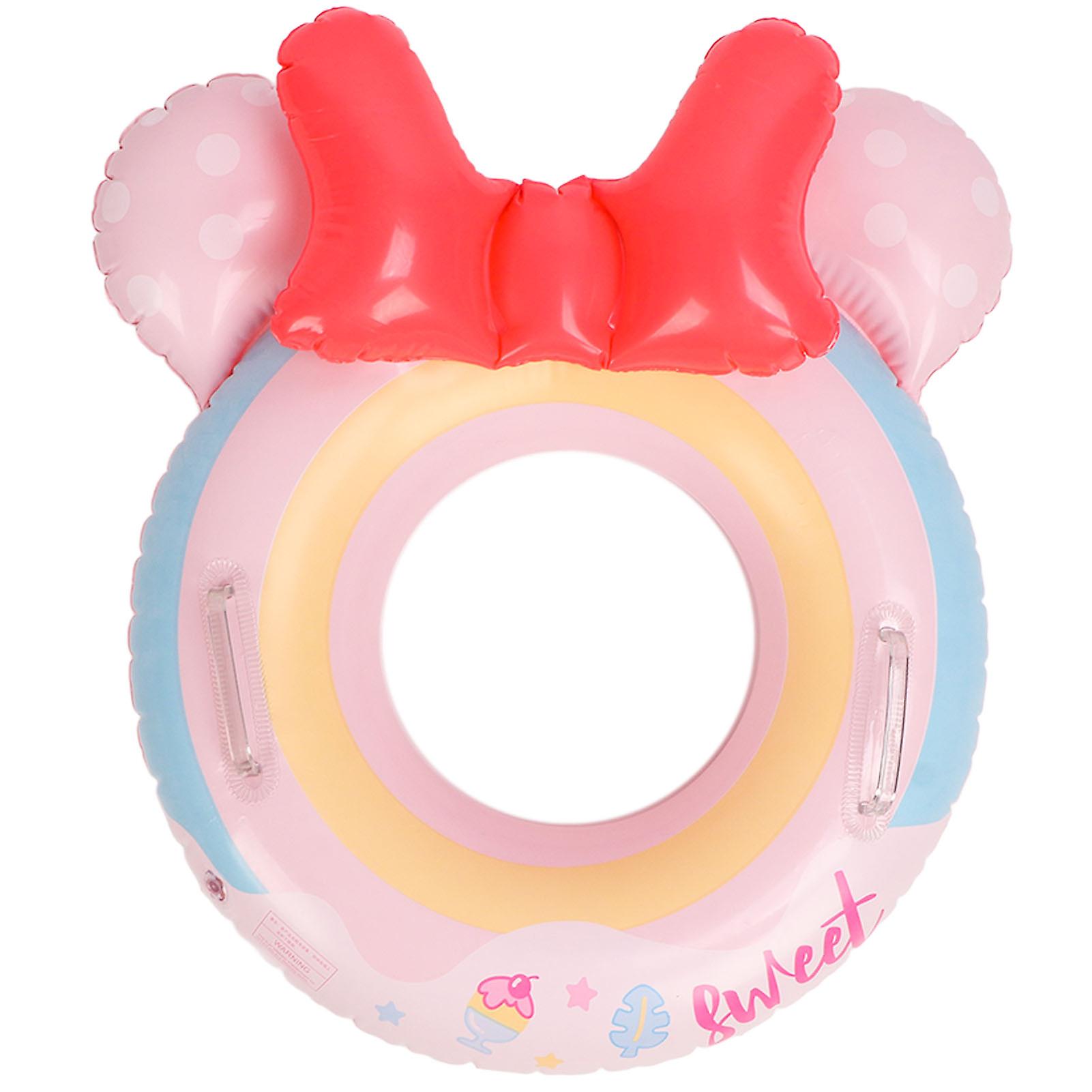 Kid Cute Cartoon Swimming Ring Children Beach Party Soft Inflatable Pool Float with Double Handle Pink