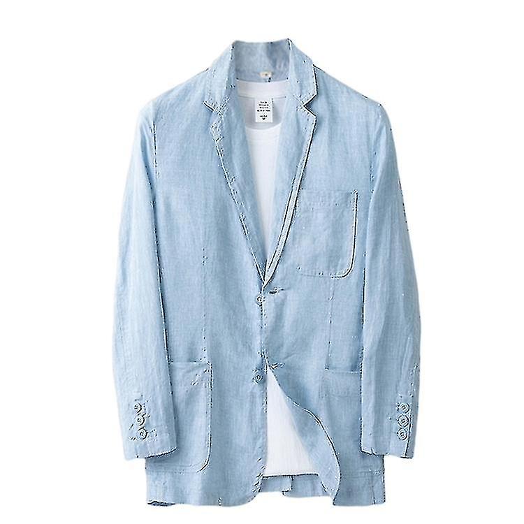 Men's Linen Blazer Lightweight Jacket Coat Two Button-xdd