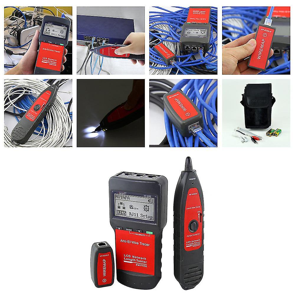 Nf-8200 Lan Tester Rj45 Cable Length Tester Network Monitoring Wire Finder Anti-interference Tone Finder With Backlight Lcd