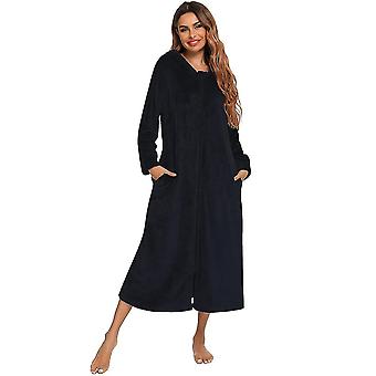 Waffle Dressing Gown Women Women's Oversized Fleece Bathrobe With Hood -  Long, Soft, Zip-Up Dressing Gown For Women, Warm & Cosy Loungewear