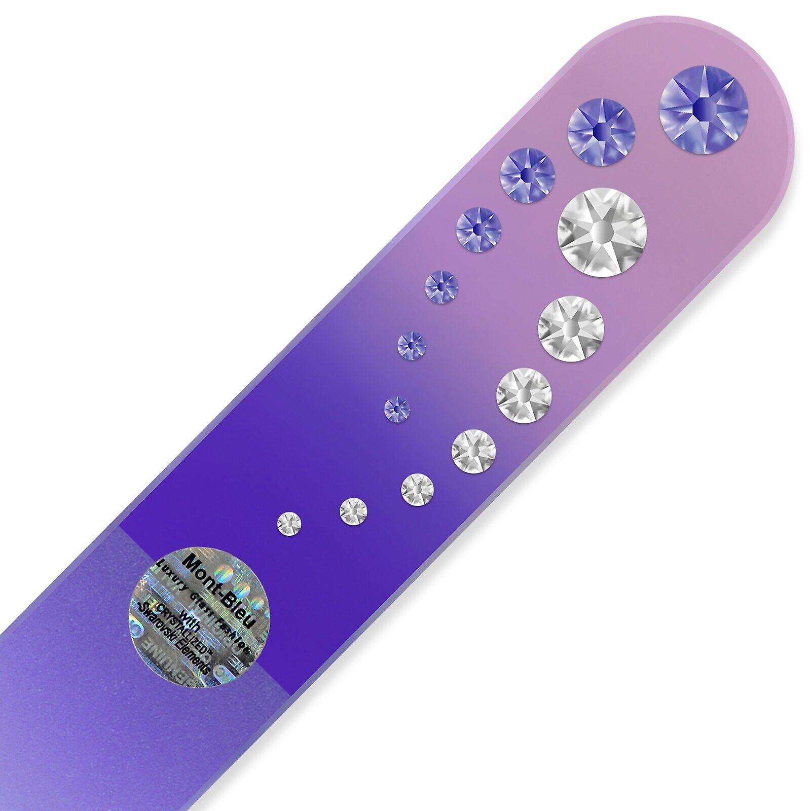 Mont Bleu Large Glass Nail File with crystals COC-B - Tanzanite - Crystal
