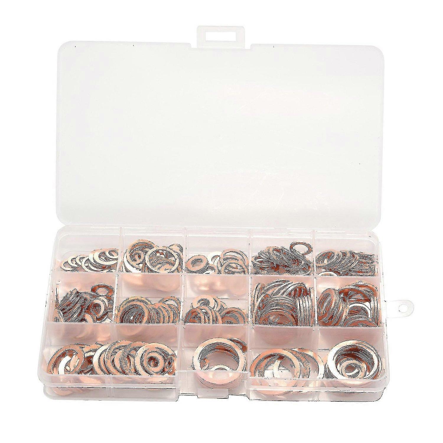 280pcs Professional Assorted Copper Washer Gasket Set Flat Ring Seal Assortment Kit M5-m20 With Box