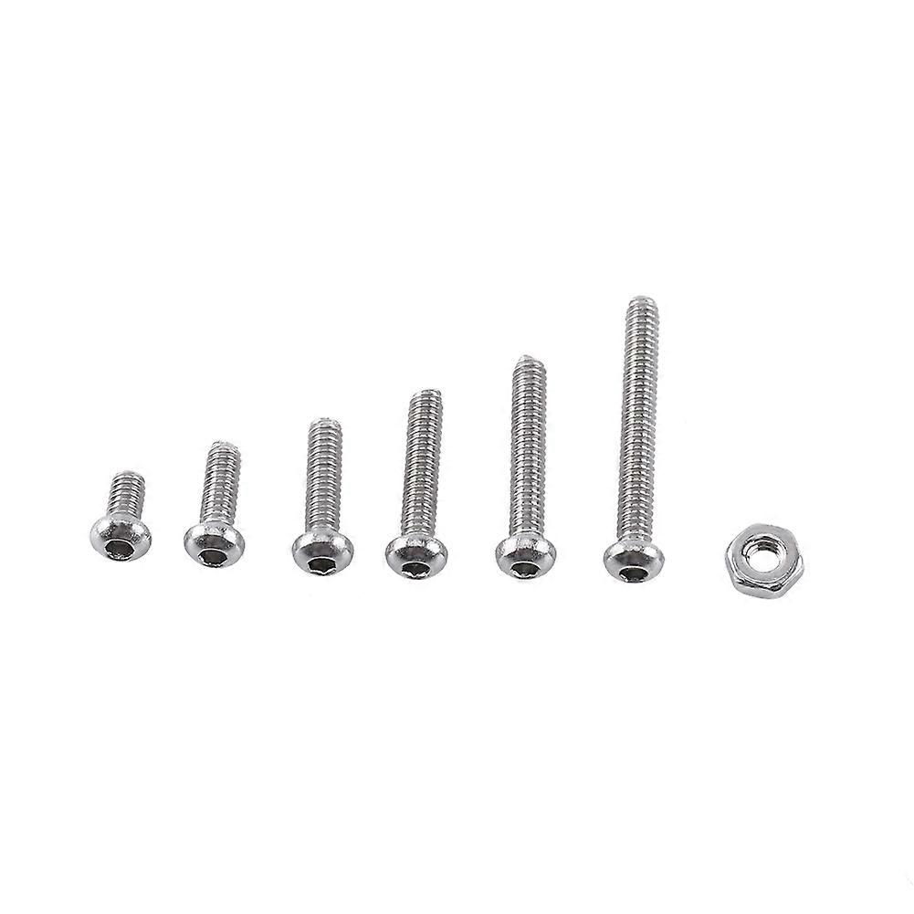 250pcs M2 Hex Socket Screws Bolt With Hex Nuts Assortment A2 Stainless Steel(Button head)