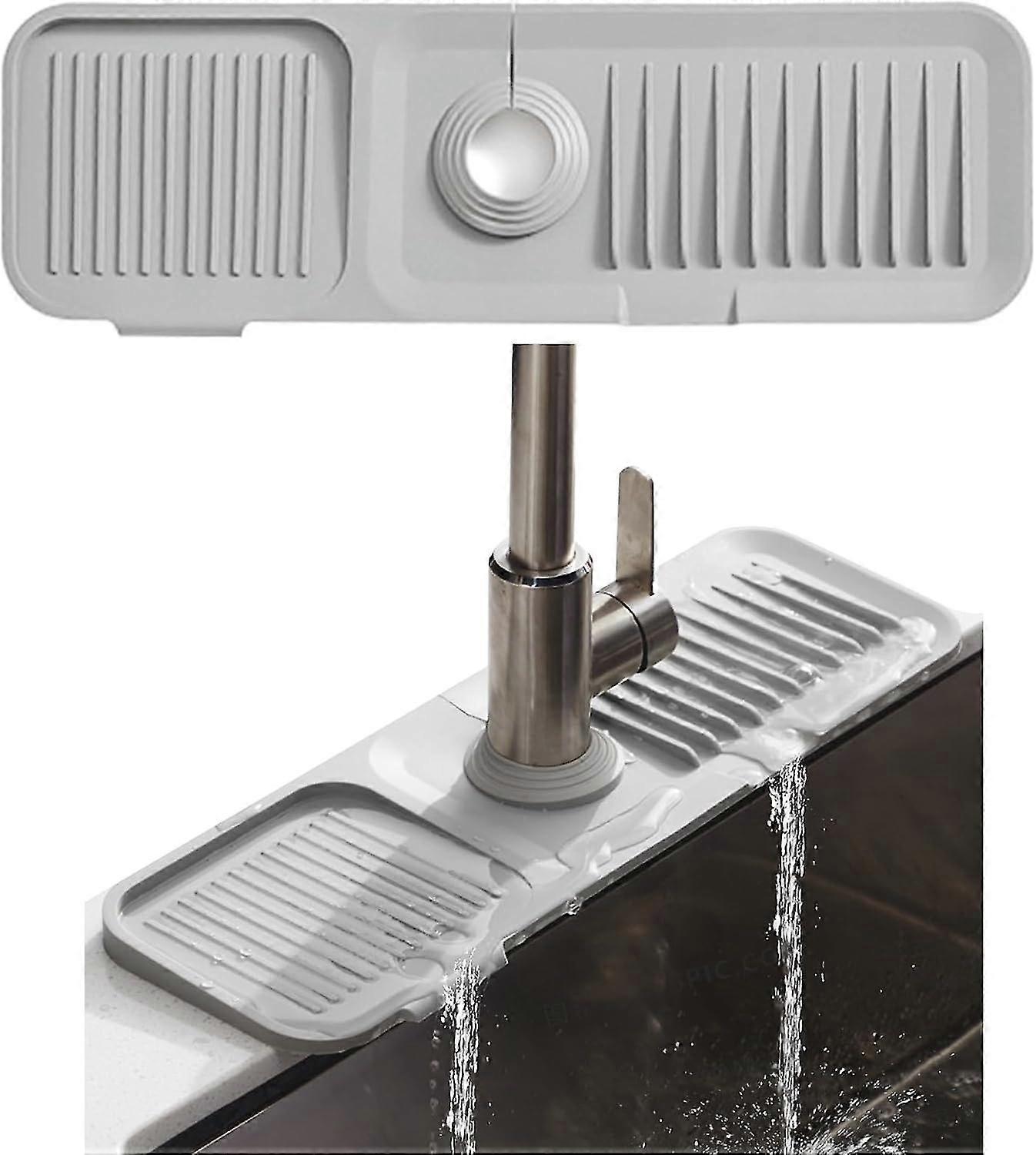 Silic Faucet Mat, Faucet Drip Catcher Tray, Fast Draina Sink Splash Guard, Dish Mat Draining Pad, Spon H For Kit Bathroo