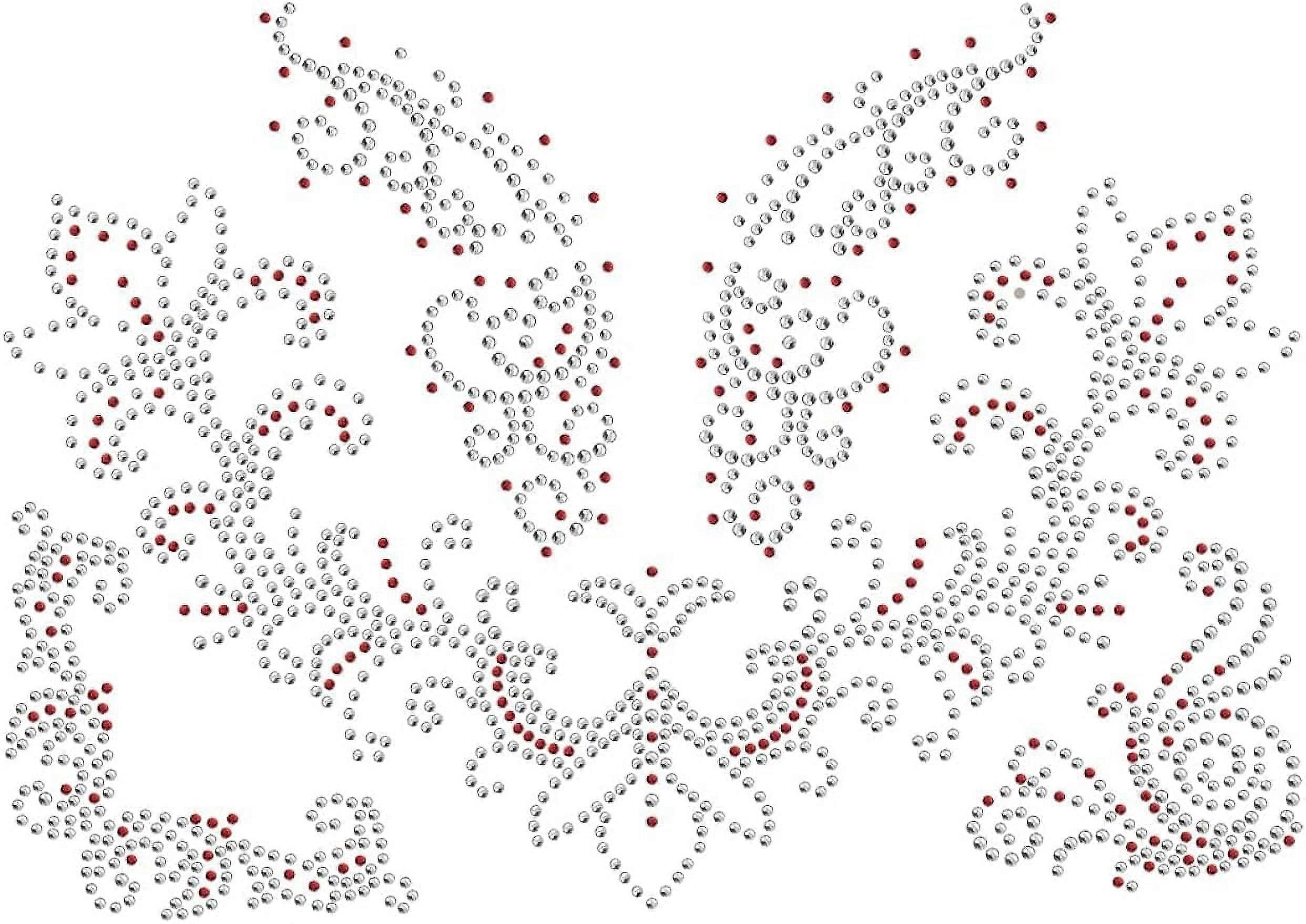 Flower Pattern Rhinestone Iron on Hotfix Heat Transfer Decal Bling Rhinestone Sticker Heat Transfer Patch Clothing Repair Applique for T-Shirt Clothin