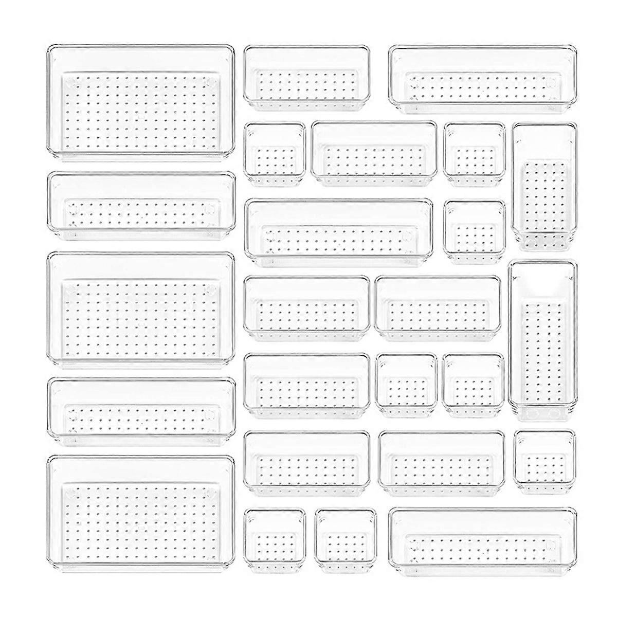 25 pieces drawer organization system with 5 sizes, for makeup, kitchens