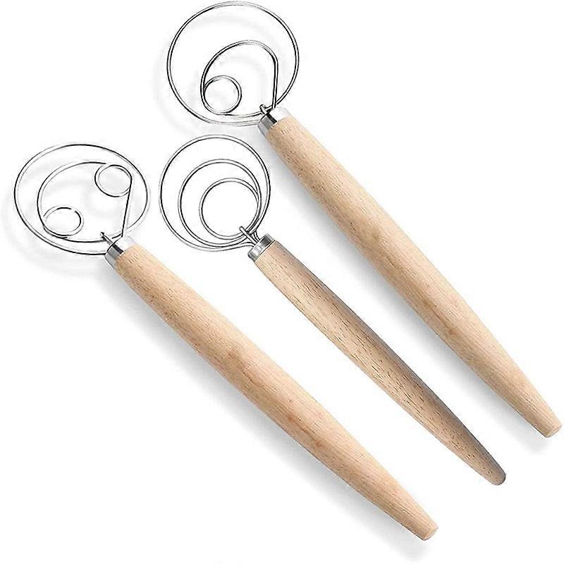 Danish Dough Whisk Bread Mixer,3 Pcs Stainless Steel Dutch Whisk for Cake Dessert Bread Pizza Pastr