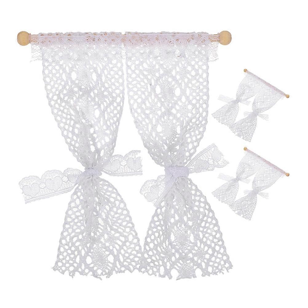 3pcs Doll House Lace Curtains Doll House Curtain Mini Lace Curtain Mini Window Curtain