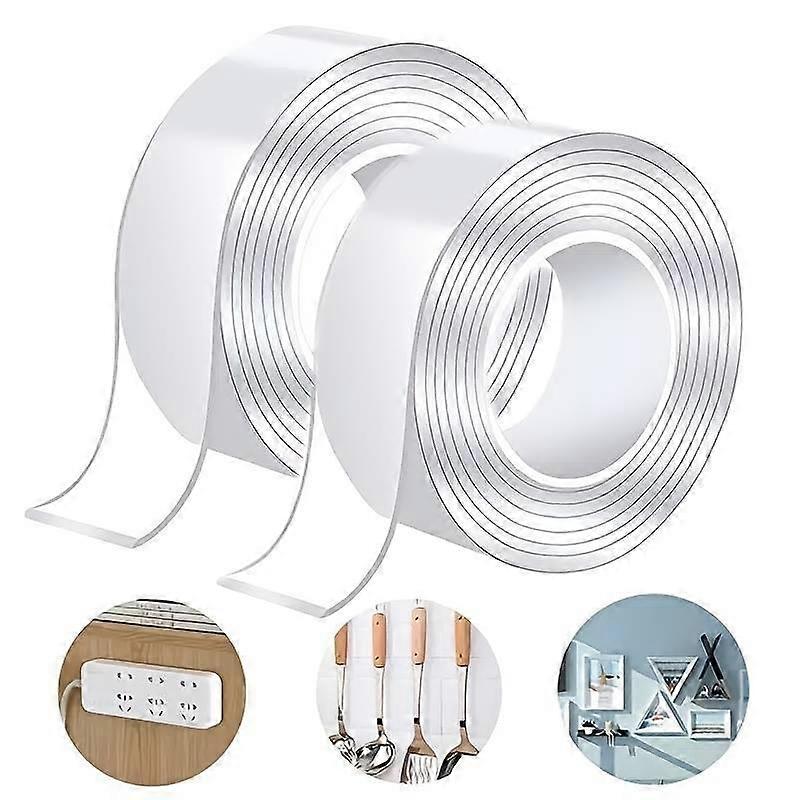 2pcs 3 meters double -sided nanote tape reusable transparent transparent
