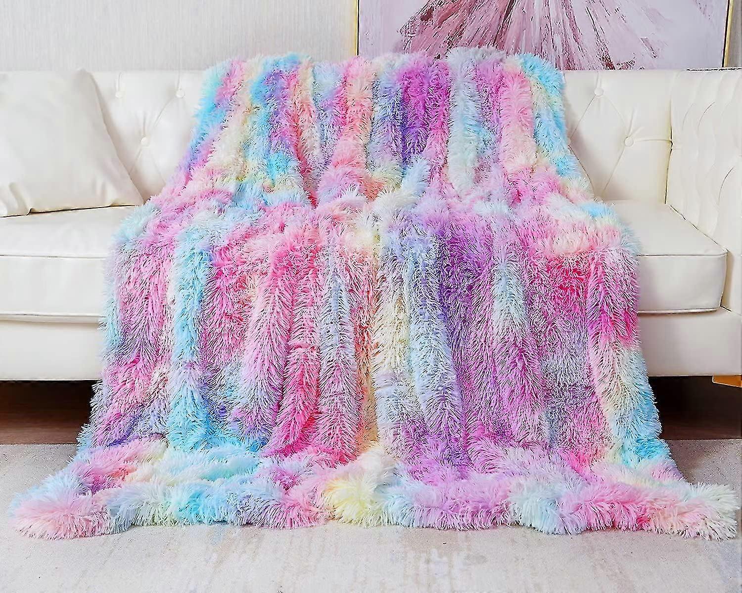 Rainbow Blanket Fluffy Blanket Ultra Warm Blanket Soft And Comfortable Throw