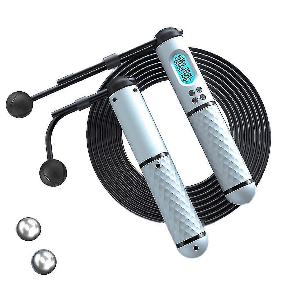 adjustable counter weighted speed skipping rope with calorie timer for training fitness exercise