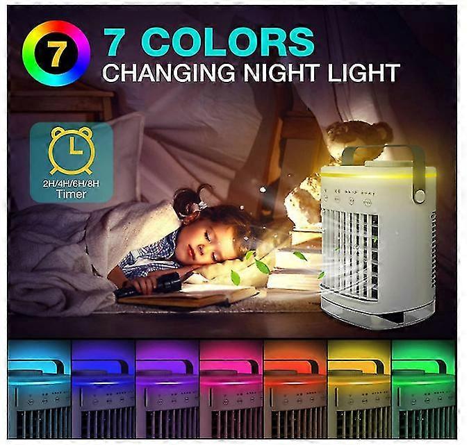 Portable Air Conditioner, 7 Led Light, Mobile Air Conditioning For Home Or Office-White
