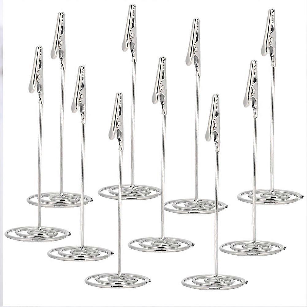 10Pcs Metal Table Cards Clips Desktop Metal Business Picture Message Card Holder Silver