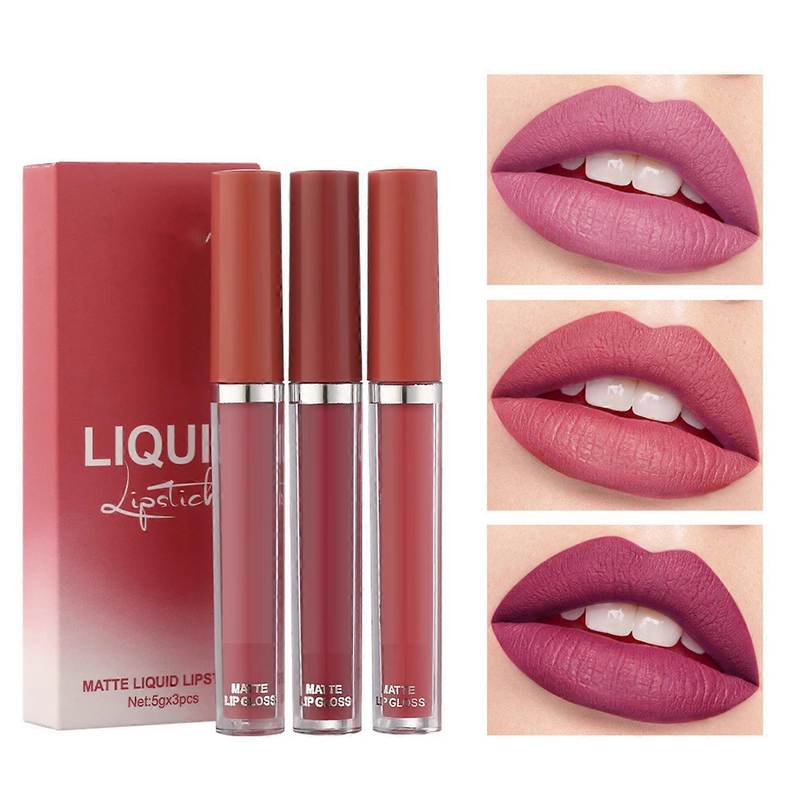 3 Color Liquid Lipstick Matte Lip Glaze Set Long Lasting Waterproof Lip Stick
