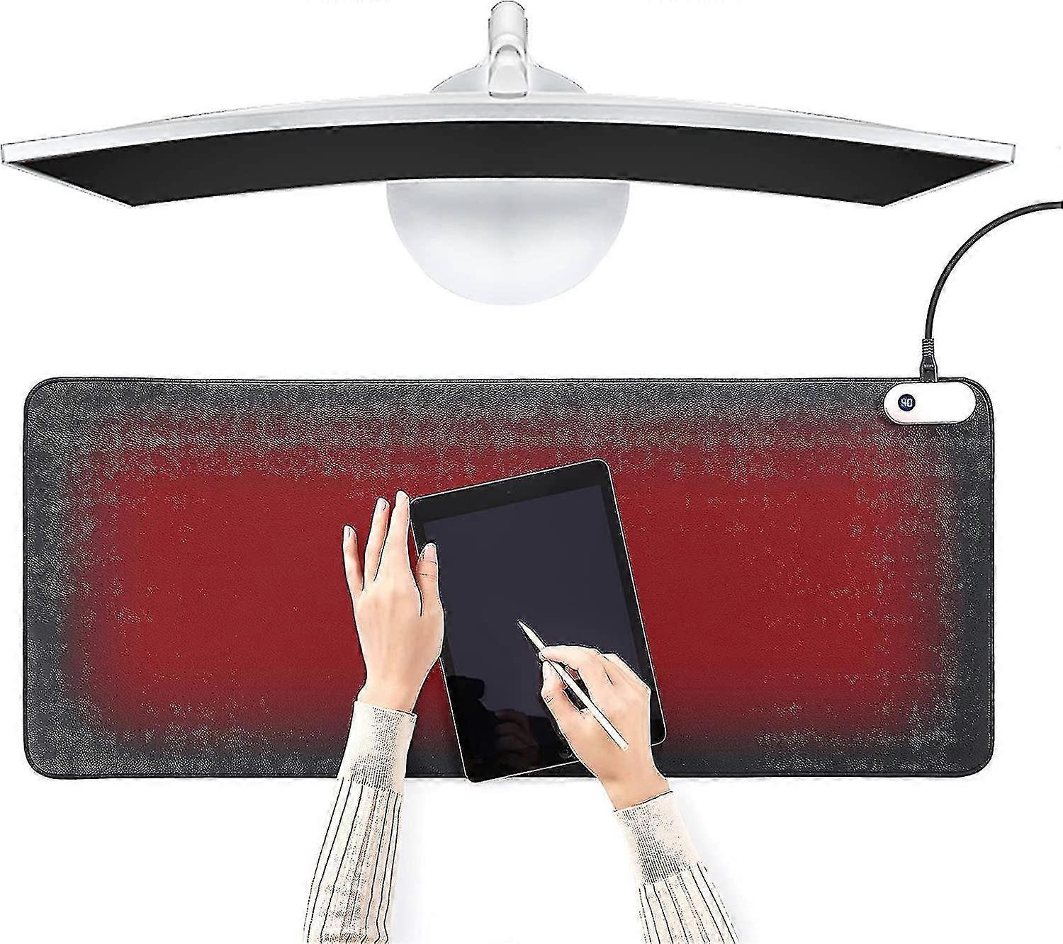 Warm Desk Pad, Heated Desk Mat, 3 Speeds Touch Control Leather Desk Pad, Electric Heating Pad, Large Gaming Mouse Pad, Foot Warmer Pad For Home Office