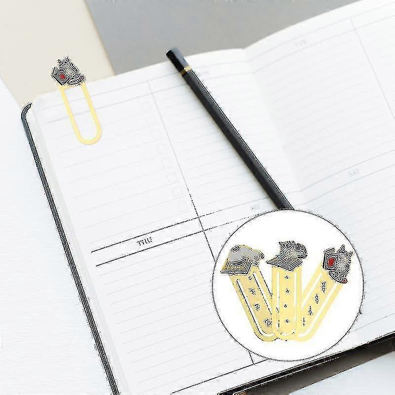 3pcs Creative Brass Bookmarks Students Stationery Creative Cat Shaped Bookmarks