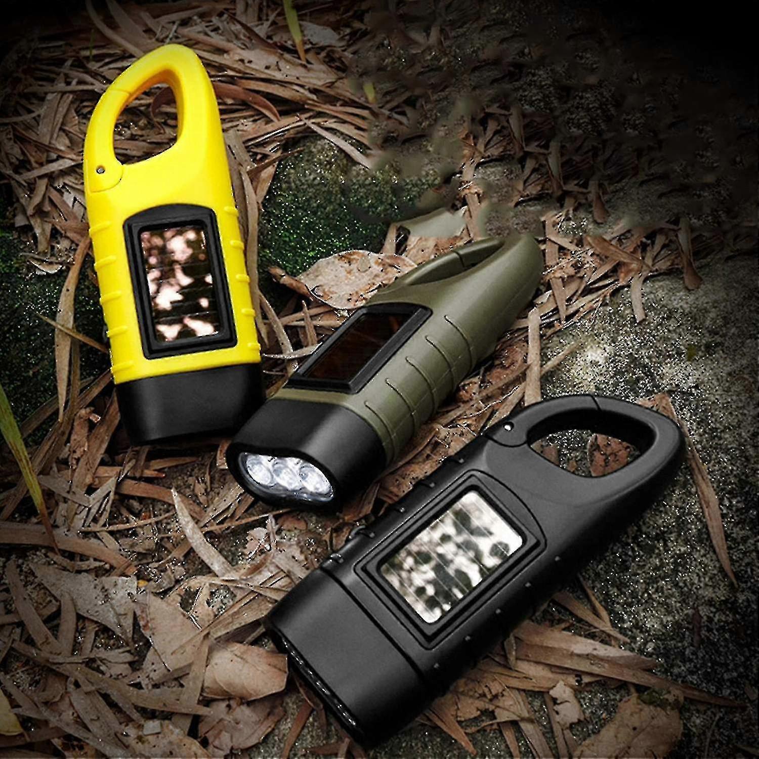 Rechargeable Waterproof Solar Powered Hand Crank Flashlight Emergency Light For Outdoor Camping