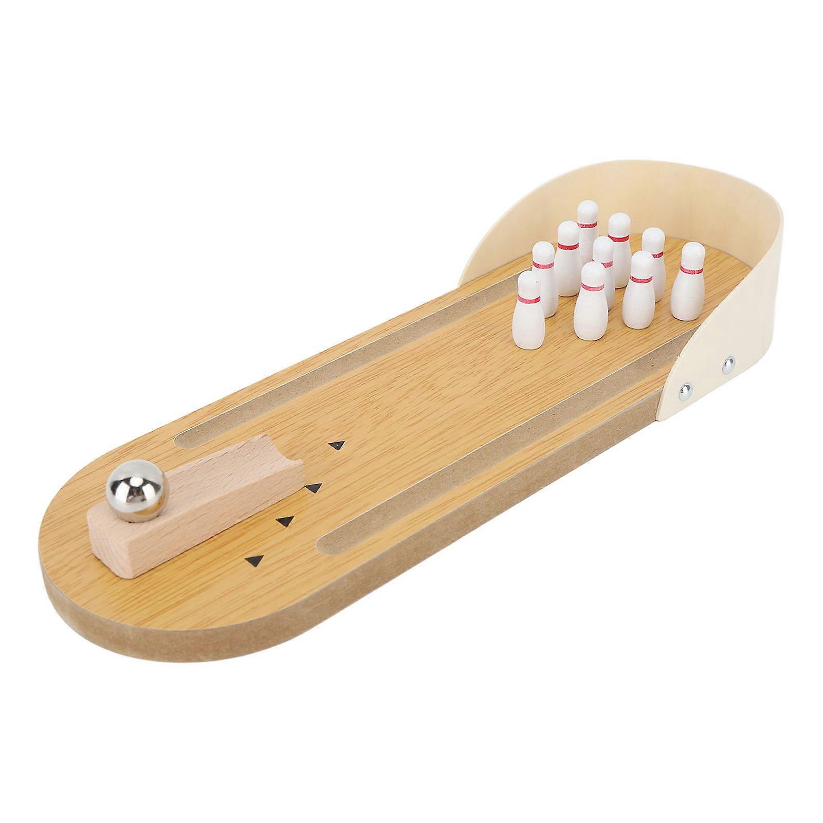 Mini Bowling Game Set Educational Wooden Parent Child Interactive Tabletop Bowling Game for Families Friends Mini Bowling