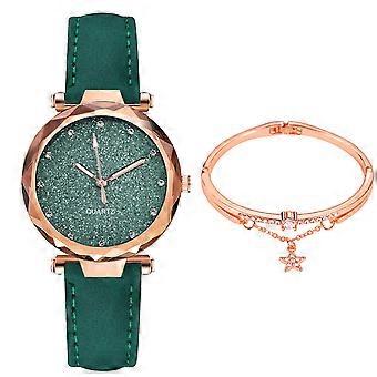 Women Watches Bracelet Set Flowers Ladies Bracelet Watch Casual Leather Quartz
