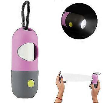 Dog Poop Bag Dispenser With Built-in Led Flashlight And Metal Clip For Leash, Pet Waste -ZHENV
