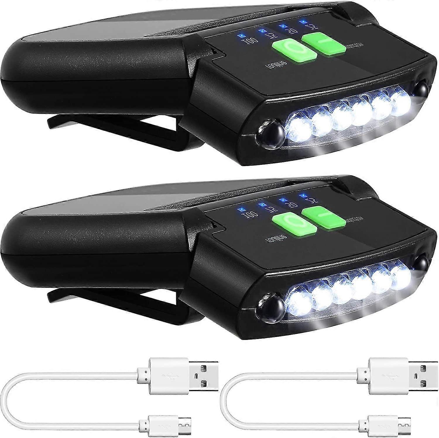 2 Pieces Led Clip On Cap Lights Usb Rechargeable Cap Flashlight Clip Waterproof Ultra