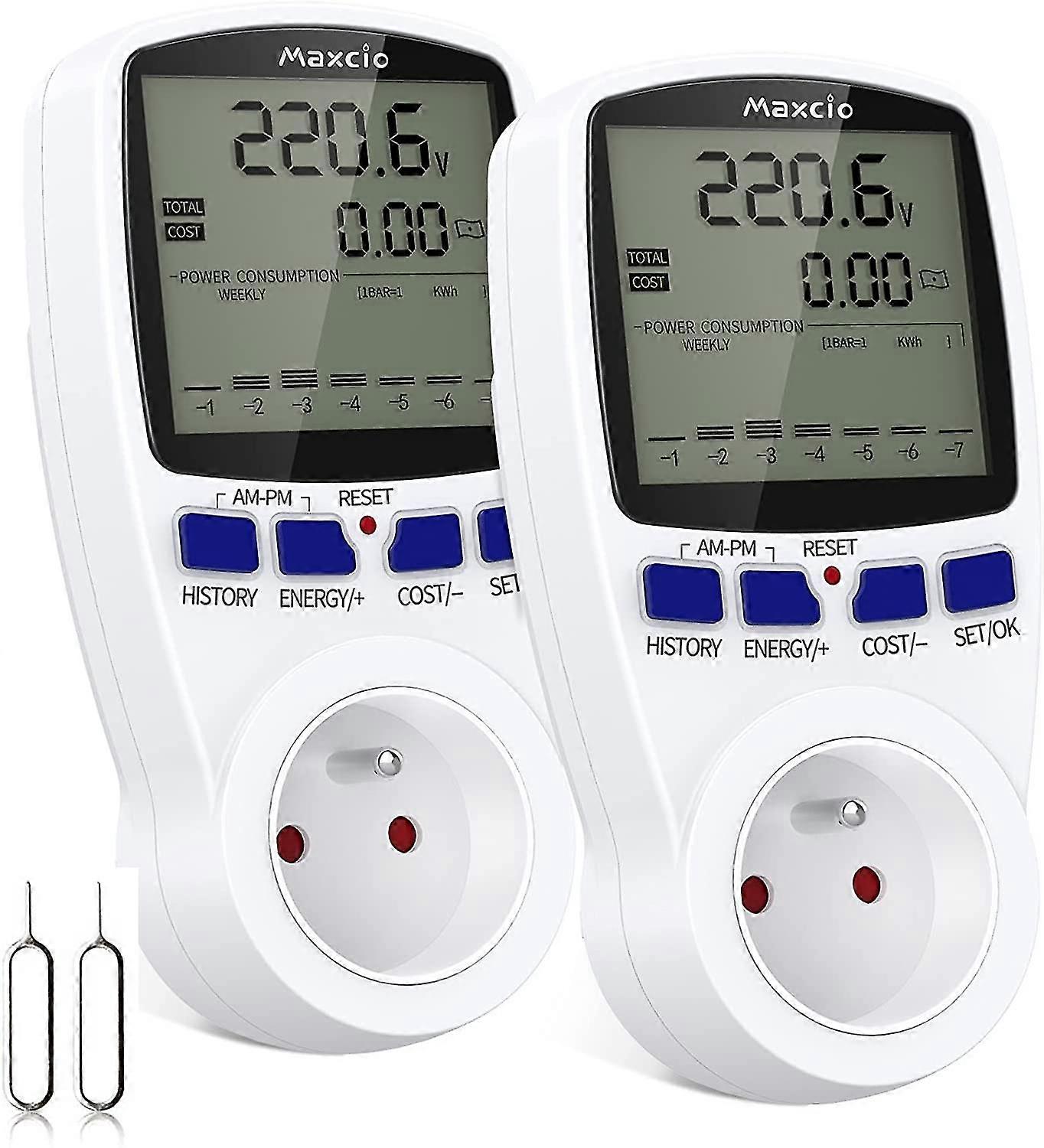 Dual Tariff Power Consumption Meter, Maxcio Socket Energy Meter With Lcd Display Overload Protection Power Consumption Meter Wattmeter 3680w Max 2 Pac