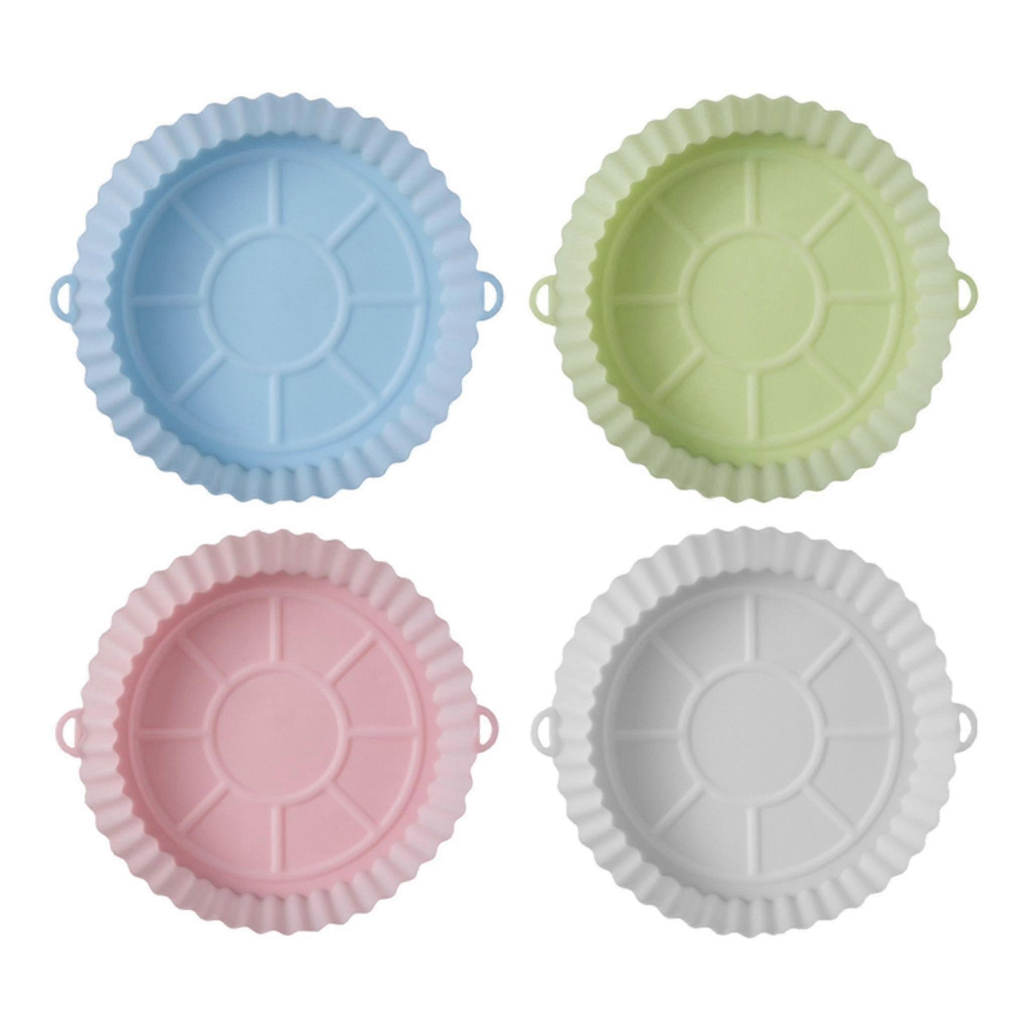4x Reusable Silicone Air Fryer Pad Tray Round Silicone Insulation Liner Food
