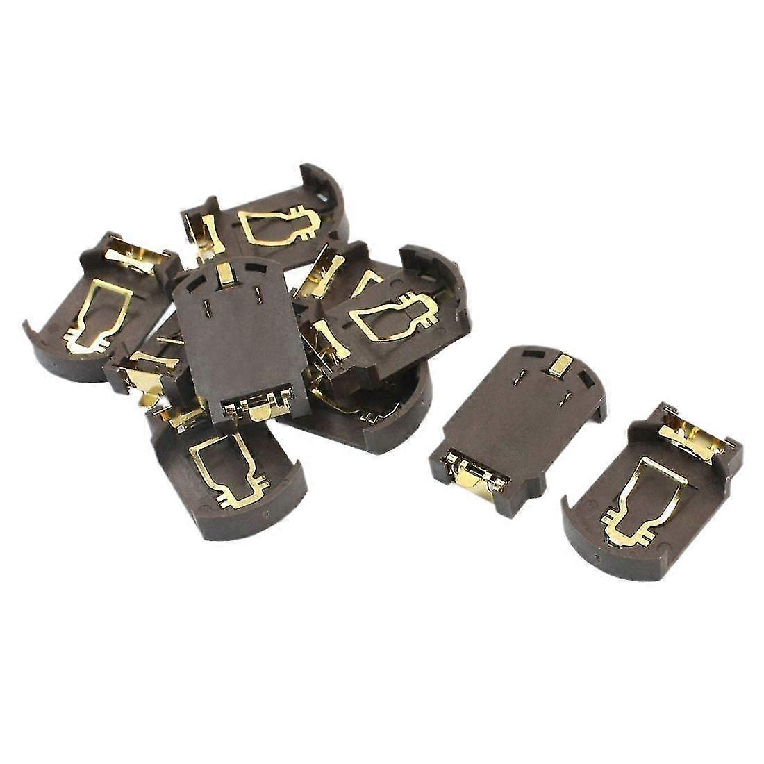 10 X Cr2032 Plastic Button Cell Battery Base Holder For Smd Coffee
