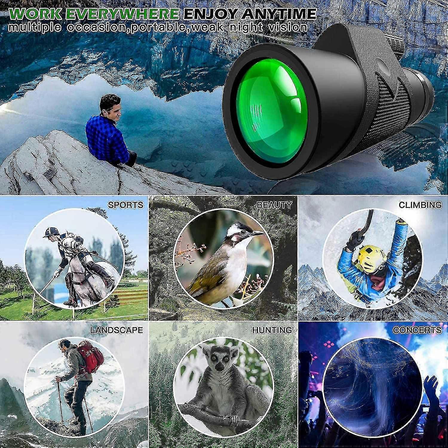 Telescope Monocular With Adapter Compatible With Bird Watching Sporting Game
