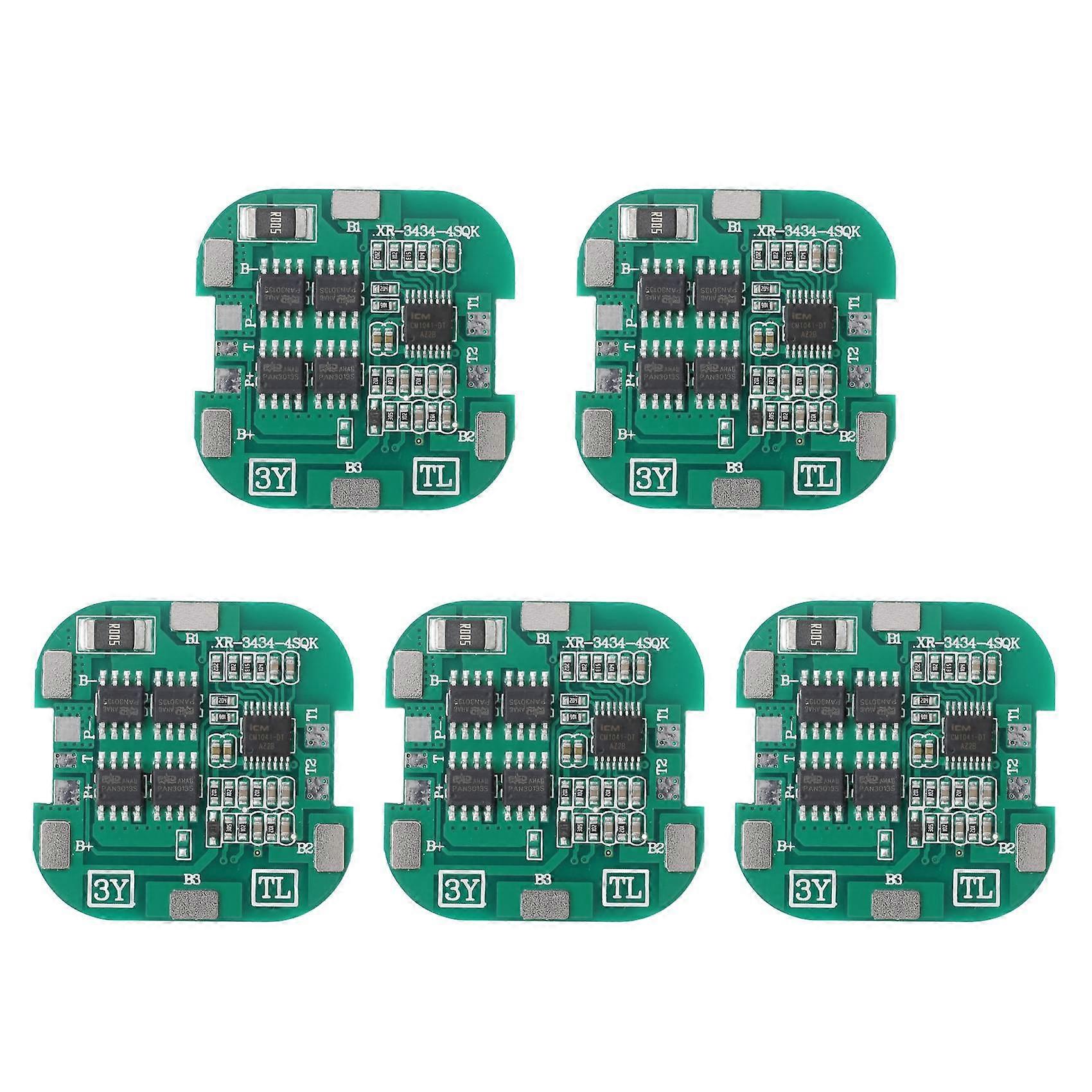 5 Pcs 4S BMS 8A 14.8V 18650 - Lithium Battery Charge Board Square PCB Short Circuit Protection for
