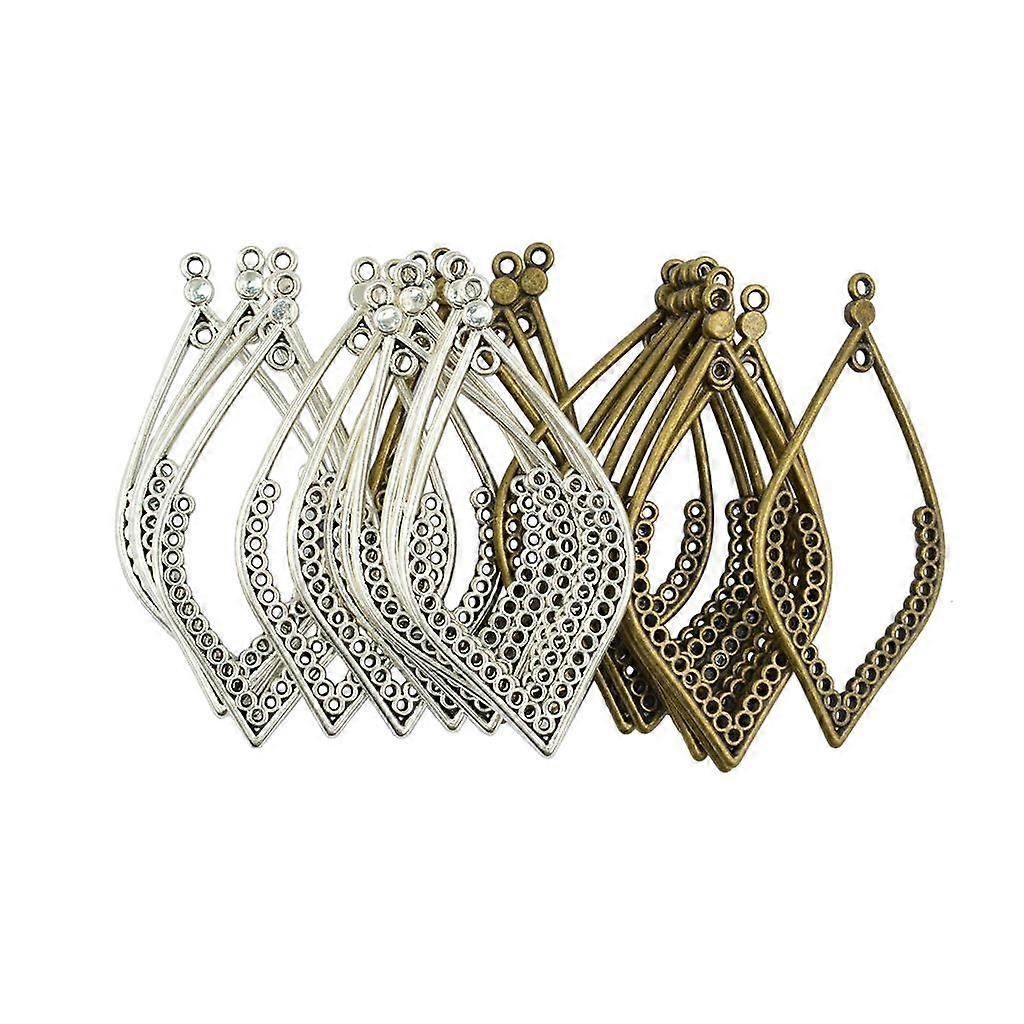 24Pcs Tibetan Silver Bronze Earring Leaf Drop Frame Charms Pendants DIY